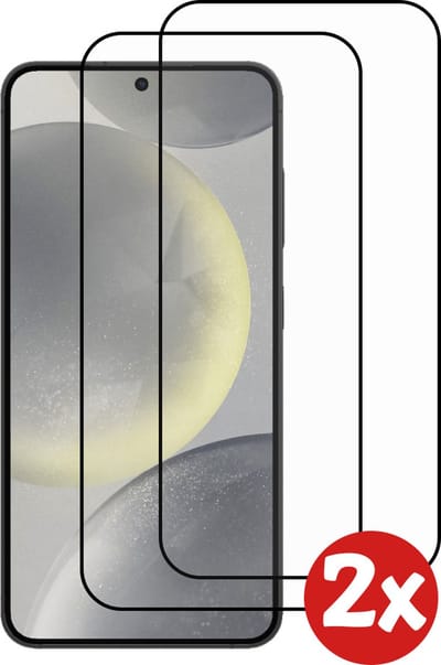 Smartphonica Screenprotector Geschikt voor Samsung Galaxy S24 - Full Cover Tempered Glass with Round Edge - Gehard glas met Afgeronde Hoeken - 2-Pack geschikt voor Samsung Galaxy S24