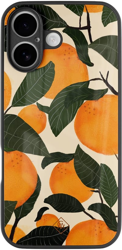 Casimoda® hoesje - Geschikt voor iPhone 17 - Orange Garden - Luxe Hard Case Zwart - Backcover telefoonhoesje - Multi