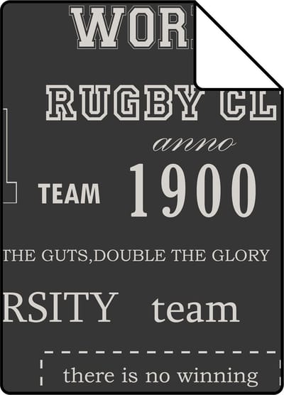 Proefstaal ESTAhome behang sportquotes zwart - 26.5 x 21 cm - 128815-S
