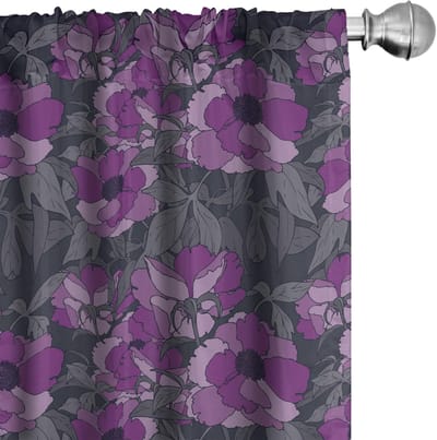 ABAKUHAUS Bloemen gordijnen – 2x75x175 cm – Multicolor lila