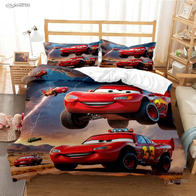 Pixar Mcqueen Auto Alle Seizoenen Dekbedovertrek Dekbed Beddengoed Sets Zachte Dekbedhoes En Kussenslopen Enkel/Dubbel/Queen/King US Full(200*230cm)3pcs