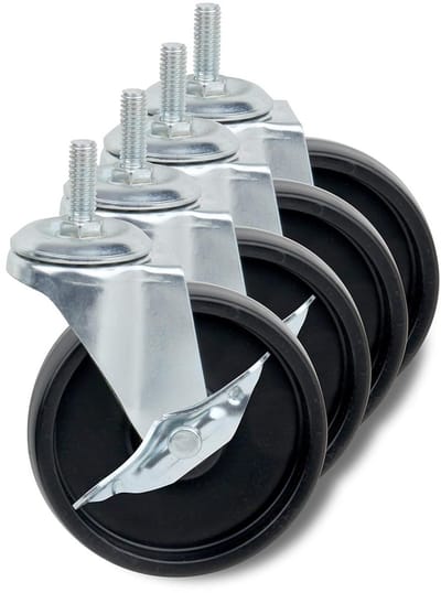 Set van 4 Zwarte Steigerwielen - 10 cm Industriële Rolwielen