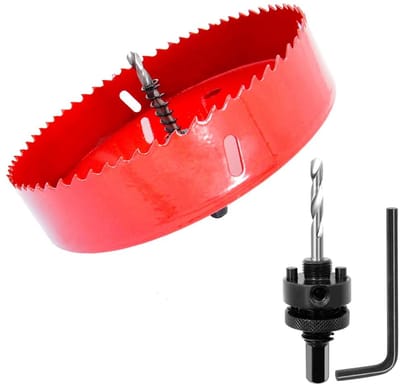 Allecto - Crown 165 mm - Heavy Duty Boor - Krachtige Arbor - Rood - Geschikt voor Hout en PVC - Duurzaam en Betrouwbaar - Voor Klusprojecten