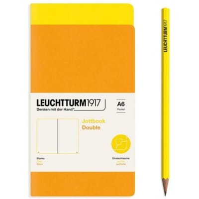 Leuchtturm1917 jottbook set van 2, flexcover, pocket a6, blanco, lemon / rising sun
