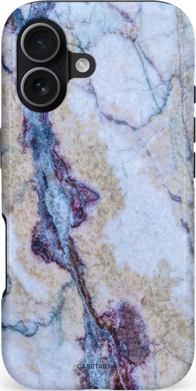 Casetastic hoesje geschikt voor Apple iPhone 17 - MagSafe - Dubbellaagse bescherming - Diepzee Marmer - Fashion Case - Blauw Zand