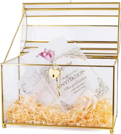 Grote Glazen Cadeaubox met Slot voor Kaarten - Bruiloft, Feest & Receptie - Luxe Hoge Presentatie Doos