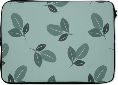 Laptophoes 13 inch - Zomer - Bladeren - Patroon - Laptop sleeve - Binnenmaat 32x22,5 cm - Zwarte achterkant