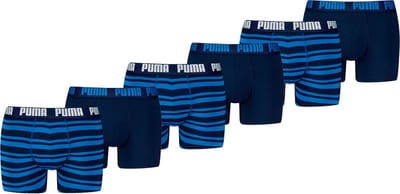 Puma Boxershorts Everyday Heritage Stripe - 6 pack - Blauw - Heren Ondergoed - Maat S