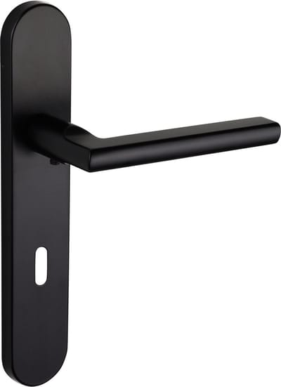 Lavuzo deurkruk Teramo Zwart met afgerond schild SL72 | Per set | Deurklink met schild