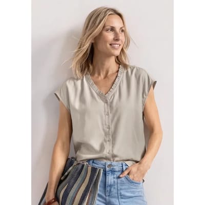 Blouse met V-hals en ruches