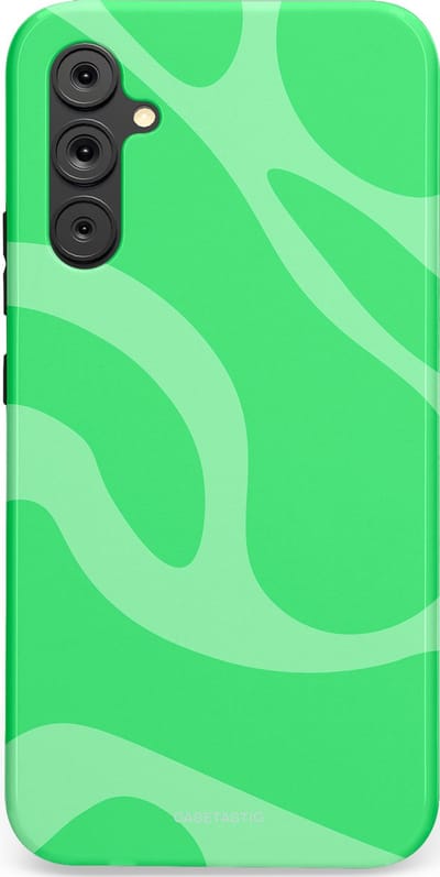 Casetastic hoesje geschikt voor Samsung Galaxy A34 (2023) 5G - Dubbellaagse bescherming - Limoen Groene Vloeiende Golven - Fashion Case - Groen