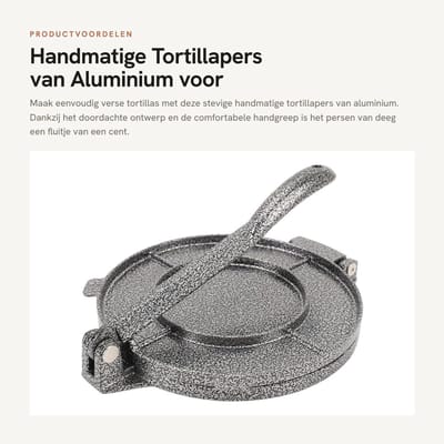 Dailygoods - Handmatige Tortillapers van Aluminium voor Tacos en Roti