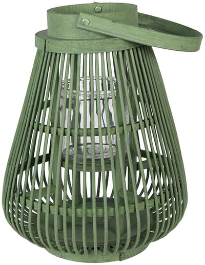 Clayre & Eef Windlicht Groen Rotan