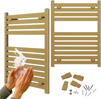 Granitan Handdoekradiator Enzo - 80x60cm - Goud - Ladderdesign - Badkamer Verwarming - CV Radiator