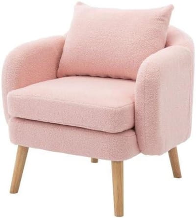 Teddy Fluweel Fauteuil - Comfortabele Stoel - Ontspannen Zitten - Extra Dik Zitkussen - 72x71x79CM - Roze