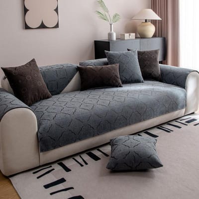 Coussin de Canapé Français Style Rétro Luxe Léger, Coussin de Siège Universel Anti-griffes de Chat et Antidérapant pour Toutes les Saisons, Serviette de Canapé Simple Style Européen 70*70cm