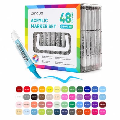 Acrylmarker - 48 kleuren - zachte punt - vloeibare inkt met intelligente inktcontrole - basisverpakking