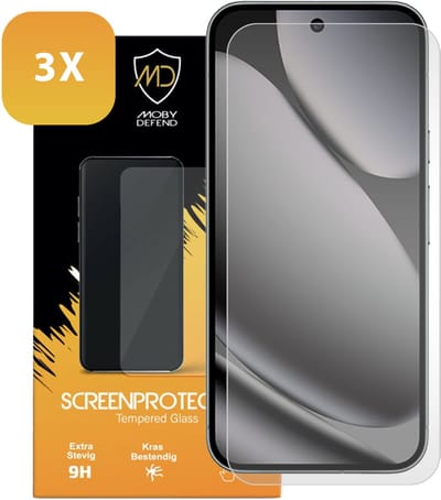 3-Pack MobyDefend Screenprotectors - Geschikt voor Google Pixel 10 Pro XL - Case-Friendly Screensavers - Gehard Glas