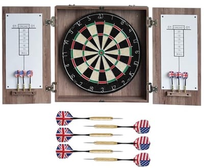 Dartbord Kabinet Set - Darts Spel - Spelplezier Thuis - Zelfherstellend Sisal - 50 cm - Drijfhout