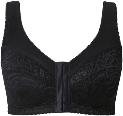 Ulla Popken - Dames - Ontlastingsbeha voorsluiting zonder beugel - Zwart - Maat 100C