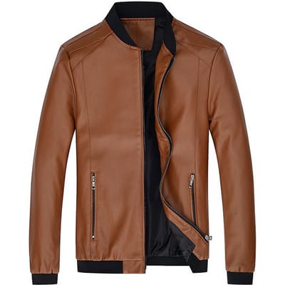 Heren Groot Maat Leren Jas Lente en Herfst Nieuwe Heren Knappe Leren Jas Heren Slanke Trendy Koreaanse Stijl Jas 4XL brown