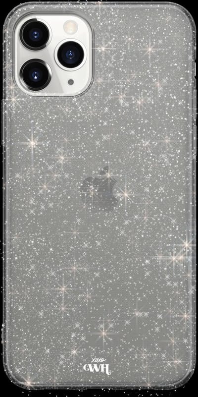 xoxo Wildhearts siliconen glitter hoesje - Sparkle Away Black - Siliconen hoesje geschikt voor iPhone 12 Pro - Telefoonhoesje - Shockproof case met glitters - Glitter hoesje zwart