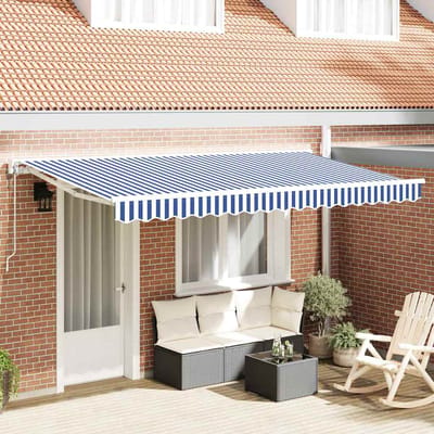 vidaXL Zijde Frame Blauw en Wit 350 x 200 cm Polyester met PU-coating