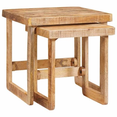 vidaXL - Nesttafels - 2 - st - Bruin - 46 - x - 46 - x - 45 - cm - Massief - Mango - Hout