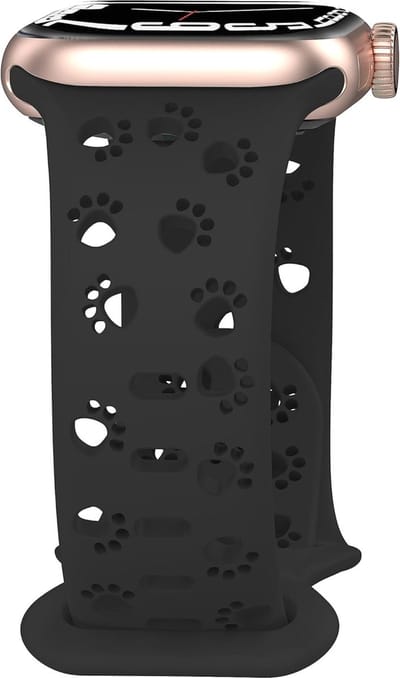 MY PROTECT - Siliconen Dog Paw Bandje - Geschikt Voor Apple Watch Bandje - Series 1/2/3/4/5/6/7/8/9/10/SE/Ultra - 44mm - 45mm - 46mm - 49mm - Sportbandje - Zwart