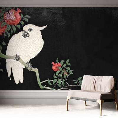 Coloray Zelfklevend Behang - Granaatappelpapegaai Zelfklevend fotobehang - 312x250 cm - Zwart Zelfklevend Behang - Voor de woonkamer, slaapkamer en kantoor - Peel-and-stick techniek - Stickerbehang op rol