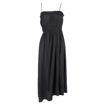 Maje mouwloze midi-jurk met uitsnijdingen en plooien in zwart polyester