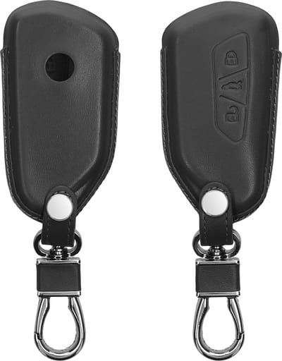 kwmobile autosleutelhoes geschikt voor VW Golf 8 3-knops autosleutel - Hoesje voor autosleutel in donkergrijs - Leren hoes