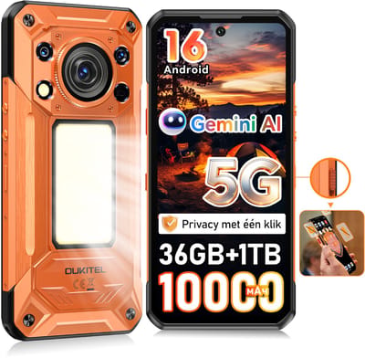 Robuuste smartphone - OUKITEL WP500 - 6,78'' FHD+ scherm - 32GB RAM - 1TB ROM - 10000 mAh 45W - 5G Dual SIM - NFC GPS 2026 nieuw - Oranje