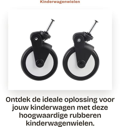 Dailygoods- Kinderwagen Rubber Wielen - Verwisselbare Voor-/Achterwielen - Geschikt voor Baby Yoyo/Vovo - 360 Graden Rotatie - Slijtvast/Duurzaam - Gewicht 785 g