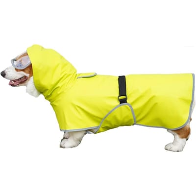 Manteau imperméable pour petit, moyen et grand chien, tout compris, Corgi Teddy Law, cape de pluie, vêtements pour grands chiens, protection du ventre pour animaux de compagnie M yellow