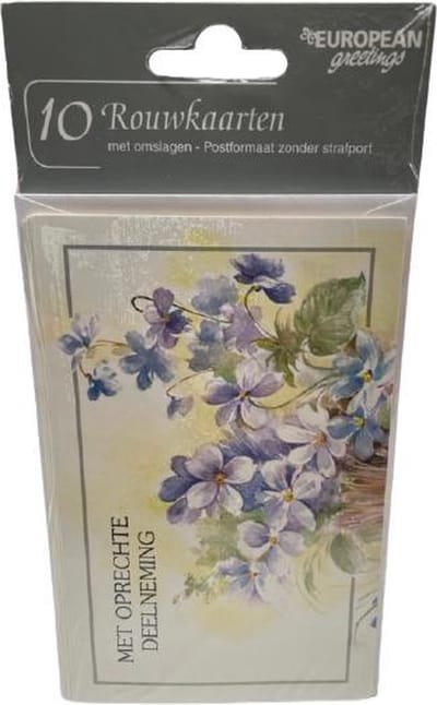 European Greetings Bloemen - Rouwkaarten - Met oprechte deelneming - 10 stuks