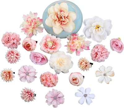 Elegante Zijden Haaraccessoires met Bloemen - Chinese Haarspelden en Antieke Versieringen - Perfect voor Feestelijke Gelegenheden en Cosplay (21 Roze en Witte Bloemen)