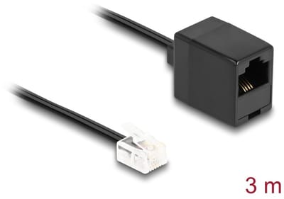 RJ11 (m) - RJ45 (v) DSL modem/router kabel | zwart | 3 meter