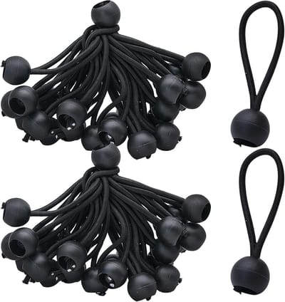 Set van 50 Bungee Balls van 10 cm, Elastische Lussen voor Zeilen, Camping, Tuinfeesten en Bootbescherming