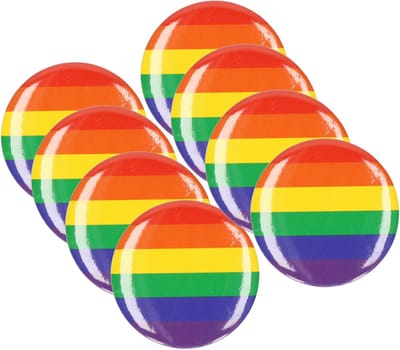Pride button - 8x - D4 cm - regenboog kleuren - broche/pin - regenboog vlag - LGBT