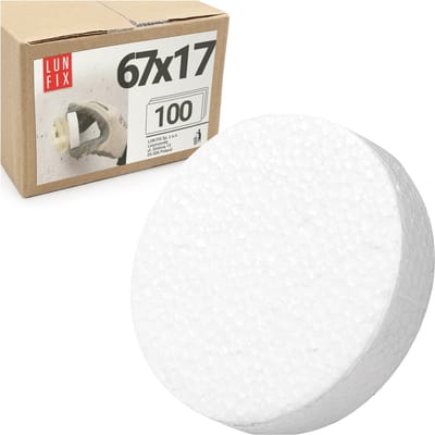 LUN FIX - EPS Styropor Abdeckkappen Ø67x17mm - 100 Stk. - Wit - geschikt voor isolatiemateriaalpluggen