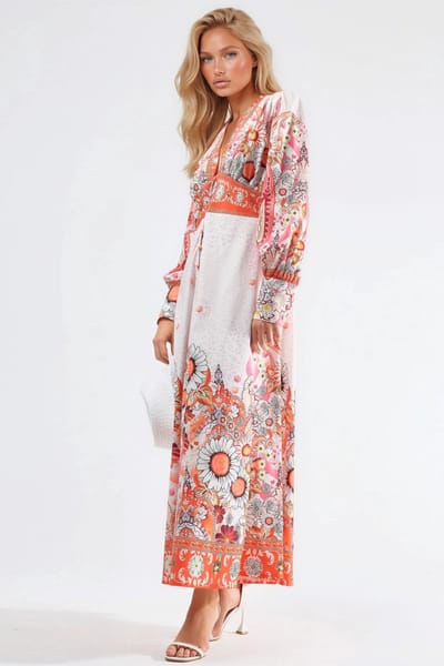 Floral Maxi-jurk met Paneelontwerp