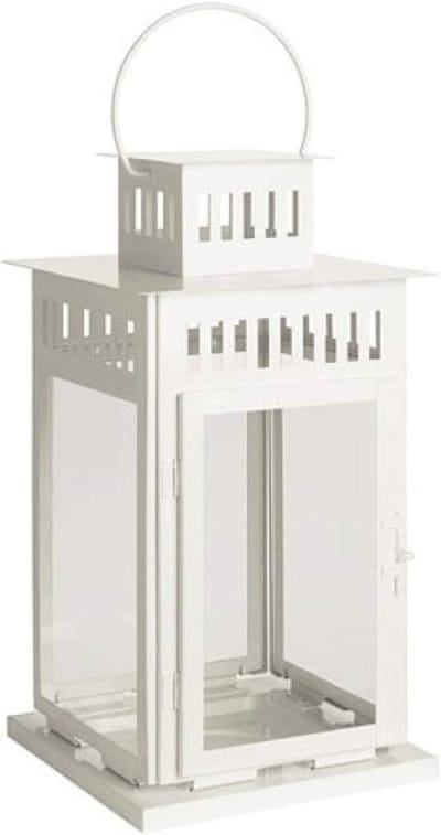 Decoratieve Lantaarn - Blok Kaars Houder - Sfeerverlichting Binnen - Geschikt Binnen Buiten - 44 cm Hoog - Wit