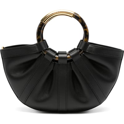 COCCINELLE Leren handtas schoudertas Shell Handbag Smooth Leather Noir zwart