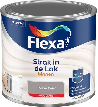 Flexa - Strak In De Lak Binnenlak Hoogglans - Taupe Twist - Mengverf - 500 Ml