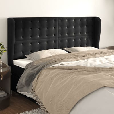 vidaXL - Hoofdbord - met - randen - 203x23x118/128 - cm - fluweel - zwart