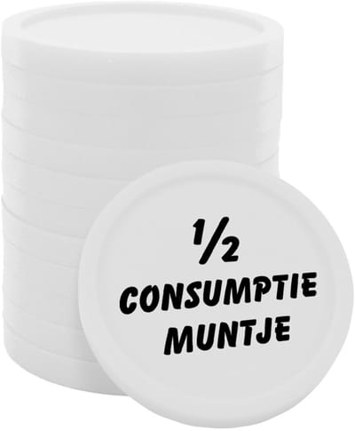 CombiCraft 1/2 consumptie muntjes wit Ø23mm - Enkelzijdig bedrukt - 100 stuks