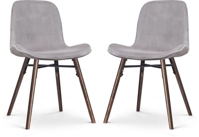 Nolon Nena-Fé Eetkamerstoelen Set van 2 Ribstof Warm Grijs - Stof - Houten Poten - Walnoot Kleur