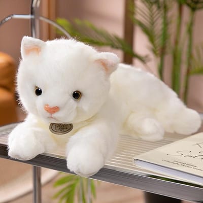 Exquise Realistische Kat Pluche Speelgoed, Witte Kat Pluche Dierenspeelgoed, Cadeaus voor Vriendin, Pluche Kat Speelgoed, Yi Kinderspeelgoed 35cm