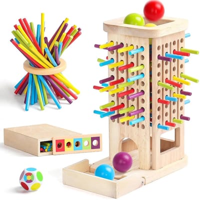 Montessori-speelgoed geschikt voor kinderen vanaf 3 jaar; spelletjes geschikt voor kinderen van 3, 4 en 5 jaar; een drie-in-één bordspel; en educatieve spelletjes geschikt voor kinderen vanaf 4 jaar.